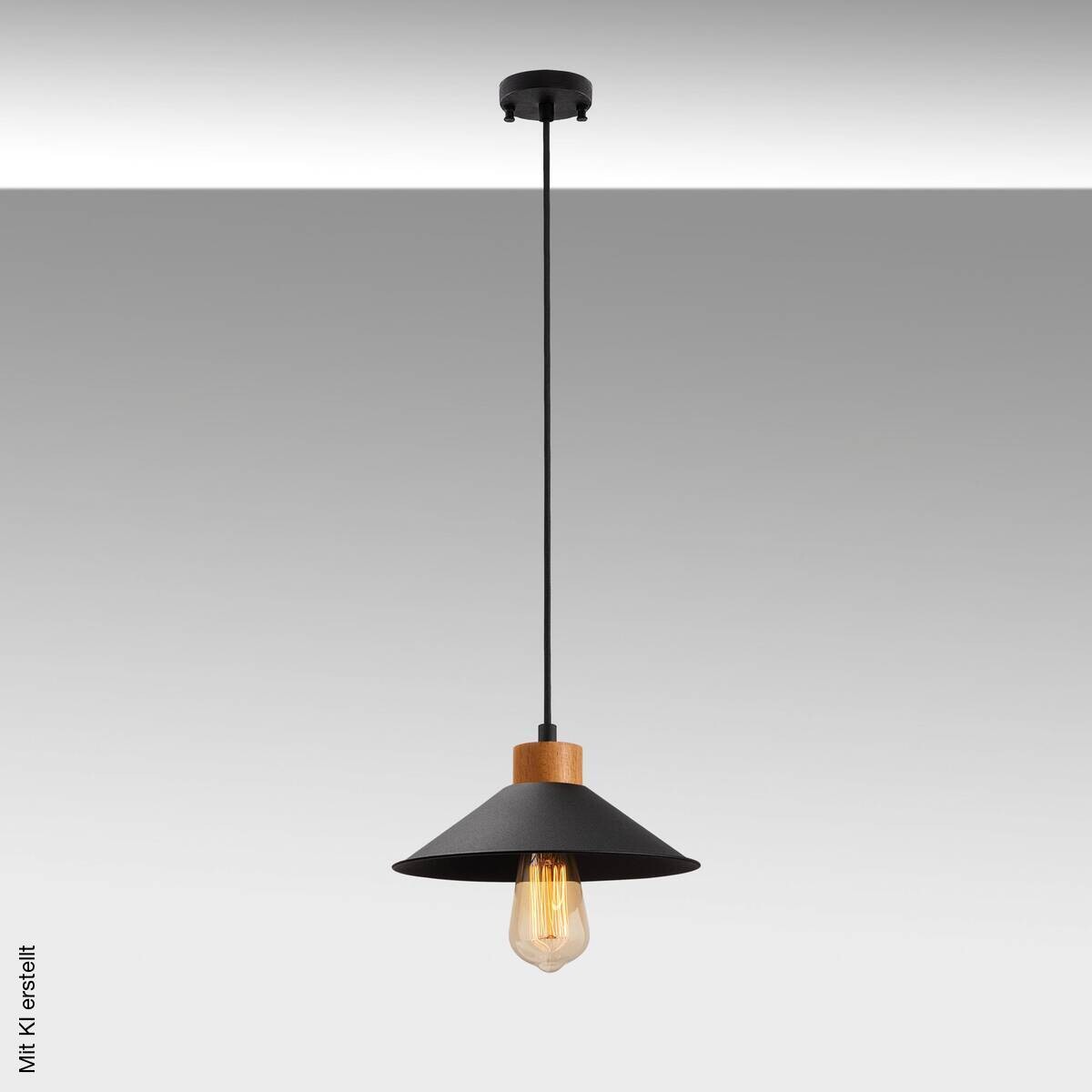 Opviq Pendelleuchte schwarz Holz B/H/T/L: ca. 103x103x24x103 cm E27 1 Brennstellen