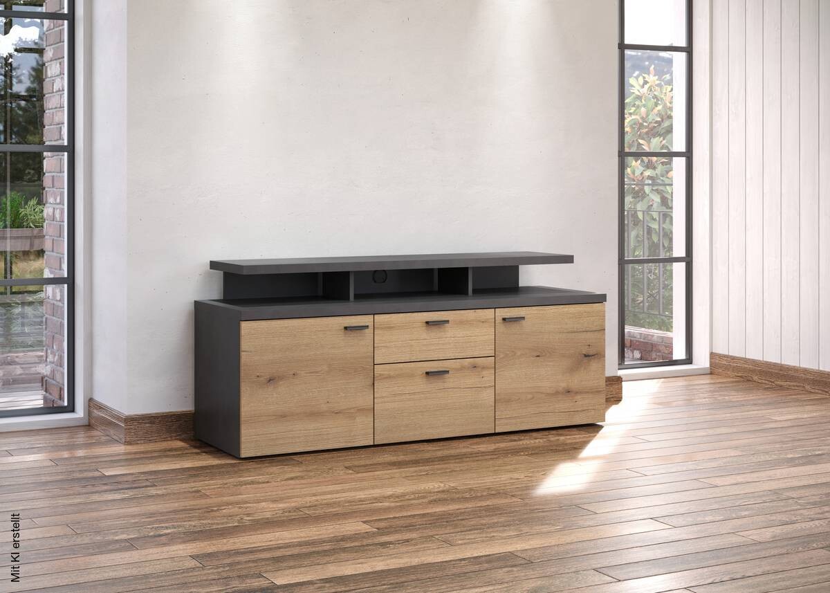 TV-Lowboard Mood Eiche Evoke Coast Nachbildung Matera Nachbildung B/H/T: ca. 151x66x47 cm