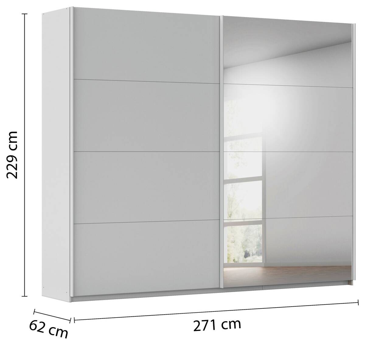 Schwebetürenschrank Quadra Seidengrau B/H/T: ca. 270x229x62 cm