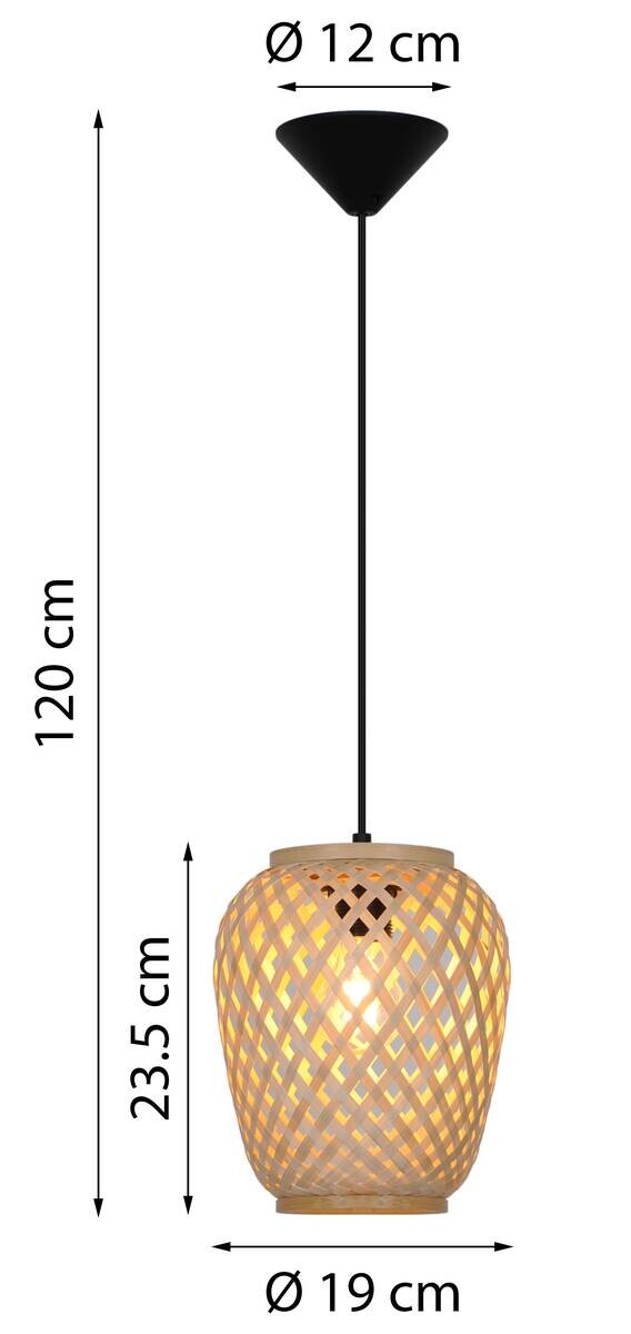 POCOline Pendelleuchte Salome Bambus H/D: ca. 23x19 cm E27 1 Brennstellen