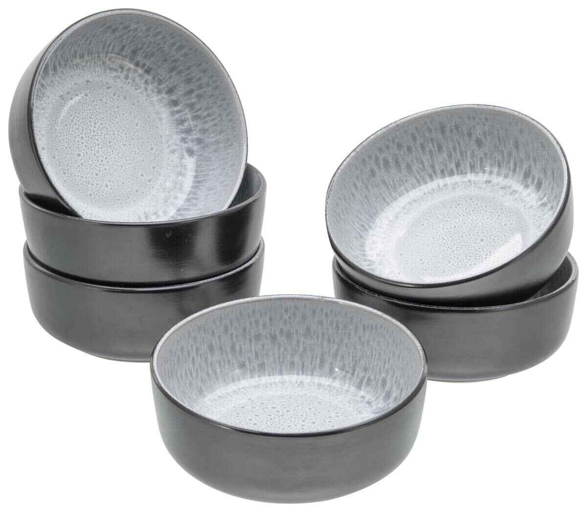 CreaTable Schalen-Set Nordic Fjord Frost grau Steinzeug D: ca. 15,5 cm