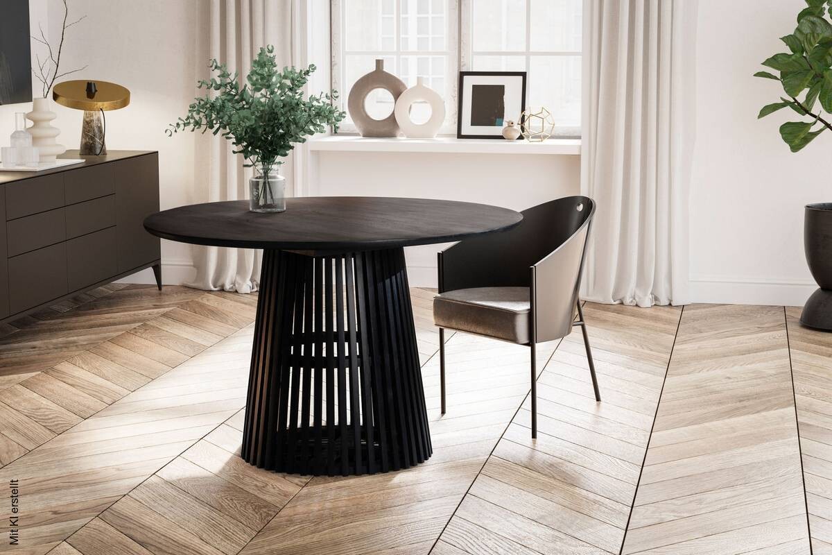Esstisch schwarz H/D: ca. 77x120 cm