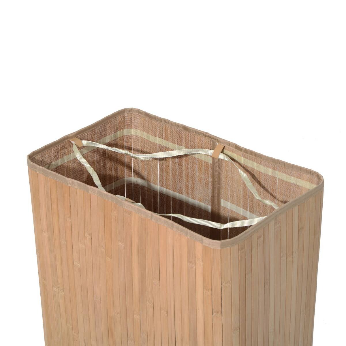 HOMCOM Wäschekorb mit 2 Tragegriffen natur Bambus Stoff Kunststoff B/H/L: ca. 32x63x52 cm