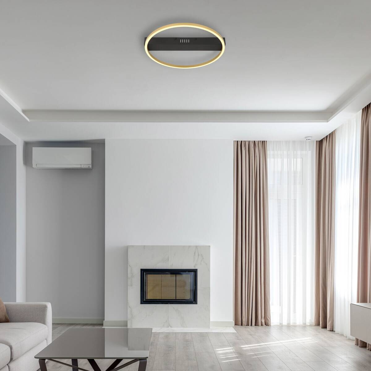 GLOBO Deckenleuchte gold Opal schwarz Metall Acryl B/H/L: ca. 39,4x5,3x40 cm 1 Brennstellen