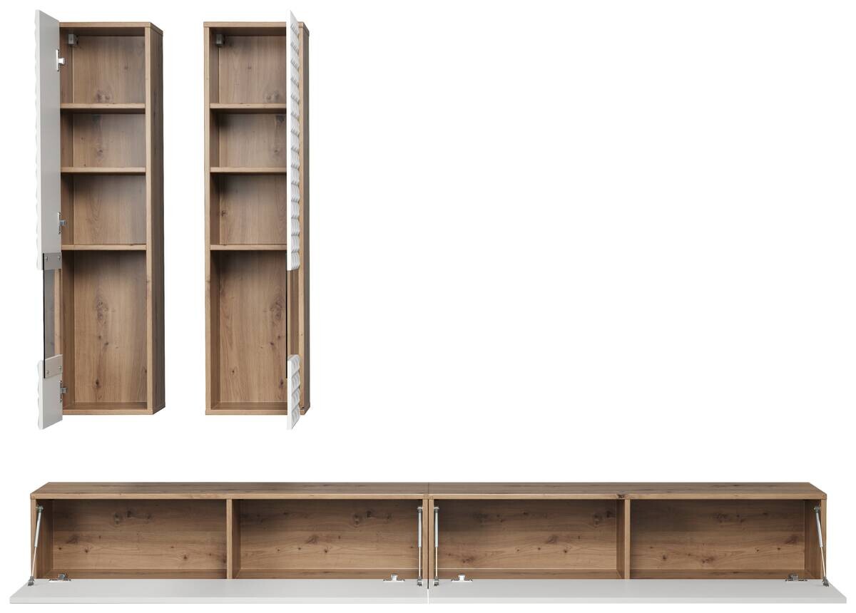 Wohnwand Rezzo weiß Oak Artisan Nachbildung B/H/T: ca. 241x200x30 cm
