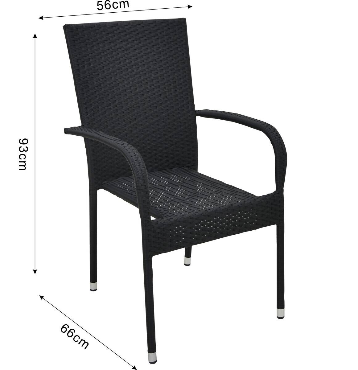 POCOline Gartenstuhl Haiti schwarz Stahlrohr B/H/L: ca. 56x93x66 cm