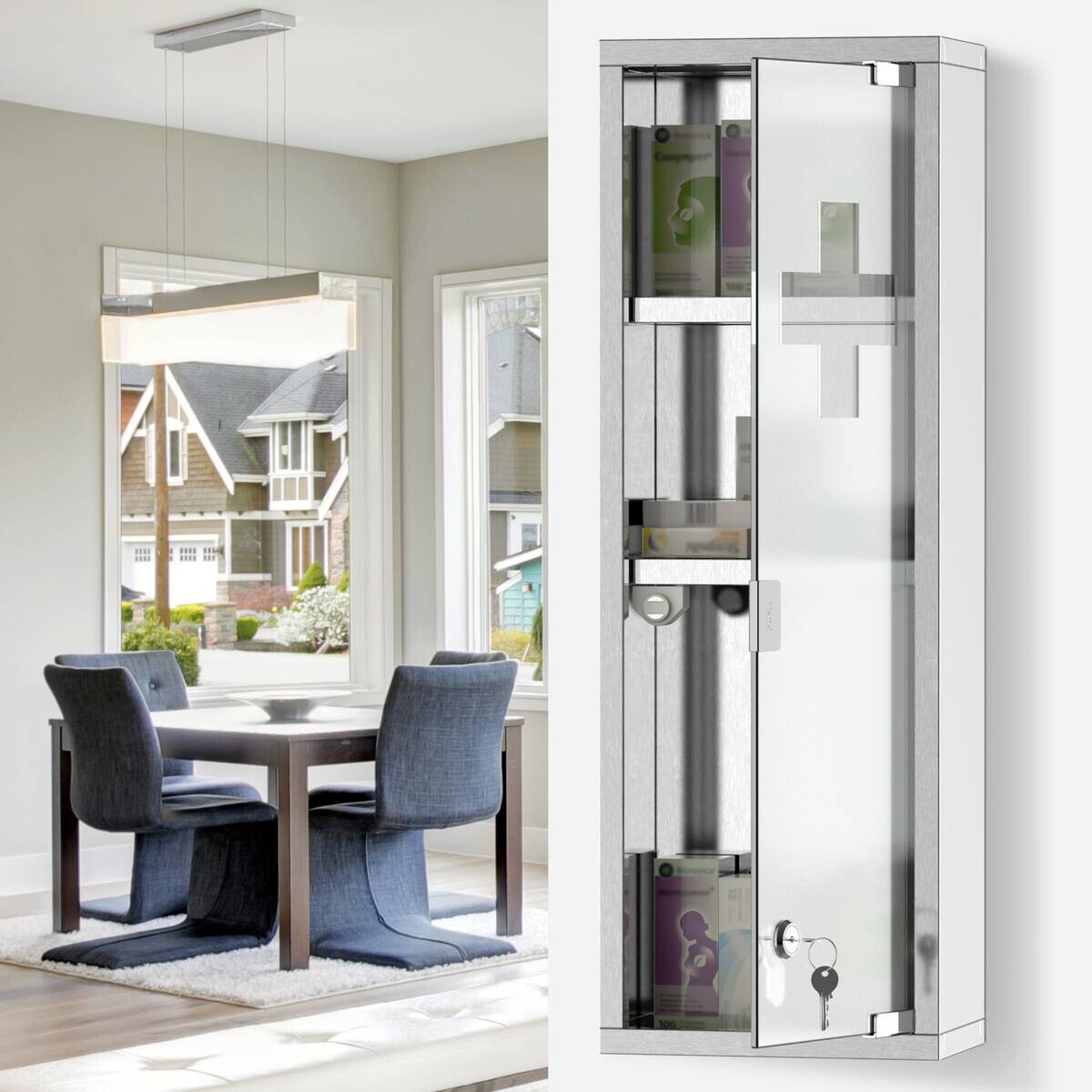 Medizinschrank silber Polypropylen B/H/L: ca. 12x20x58 cm