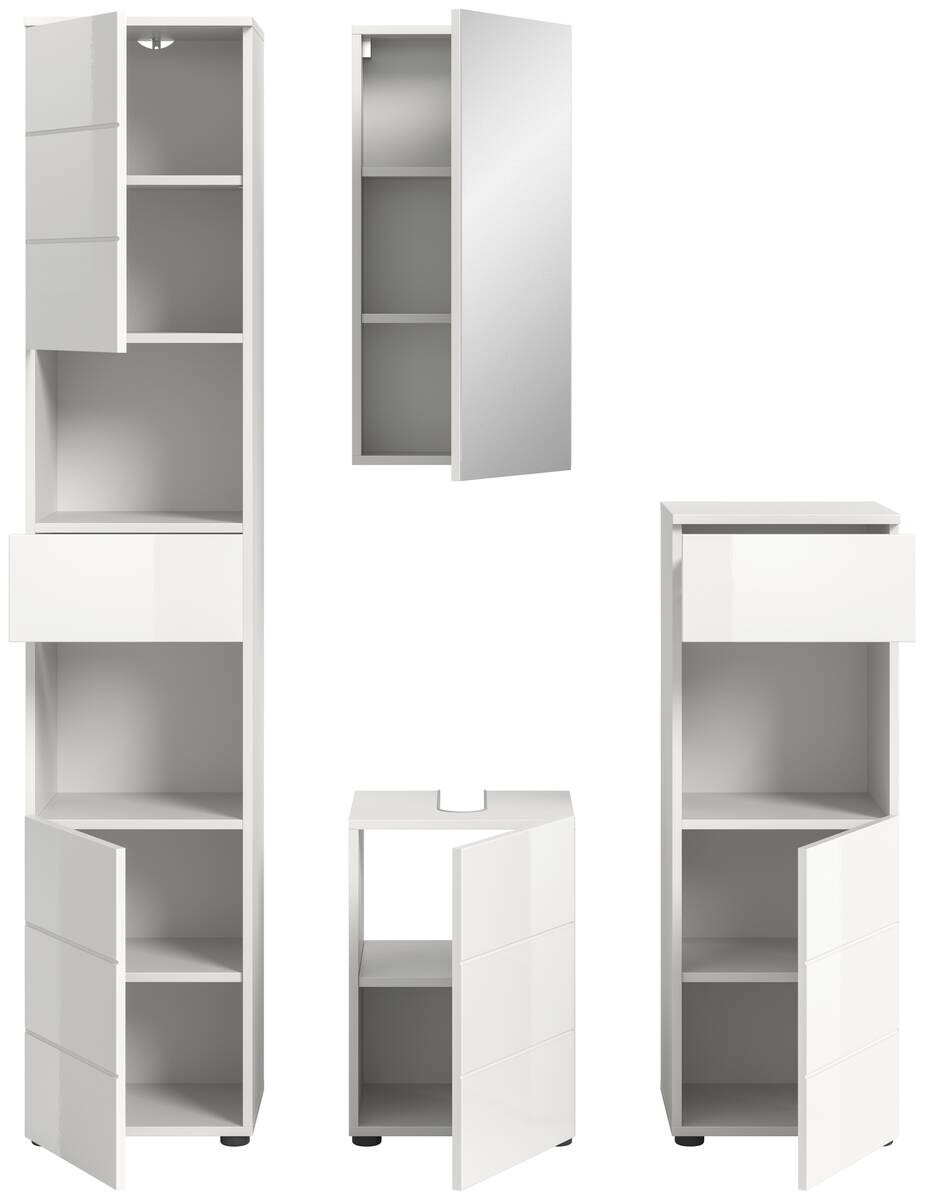 Badezimmer-Set VIRA weiß weiß Hochglanz B/H/T: ca. 144x190x34 cm