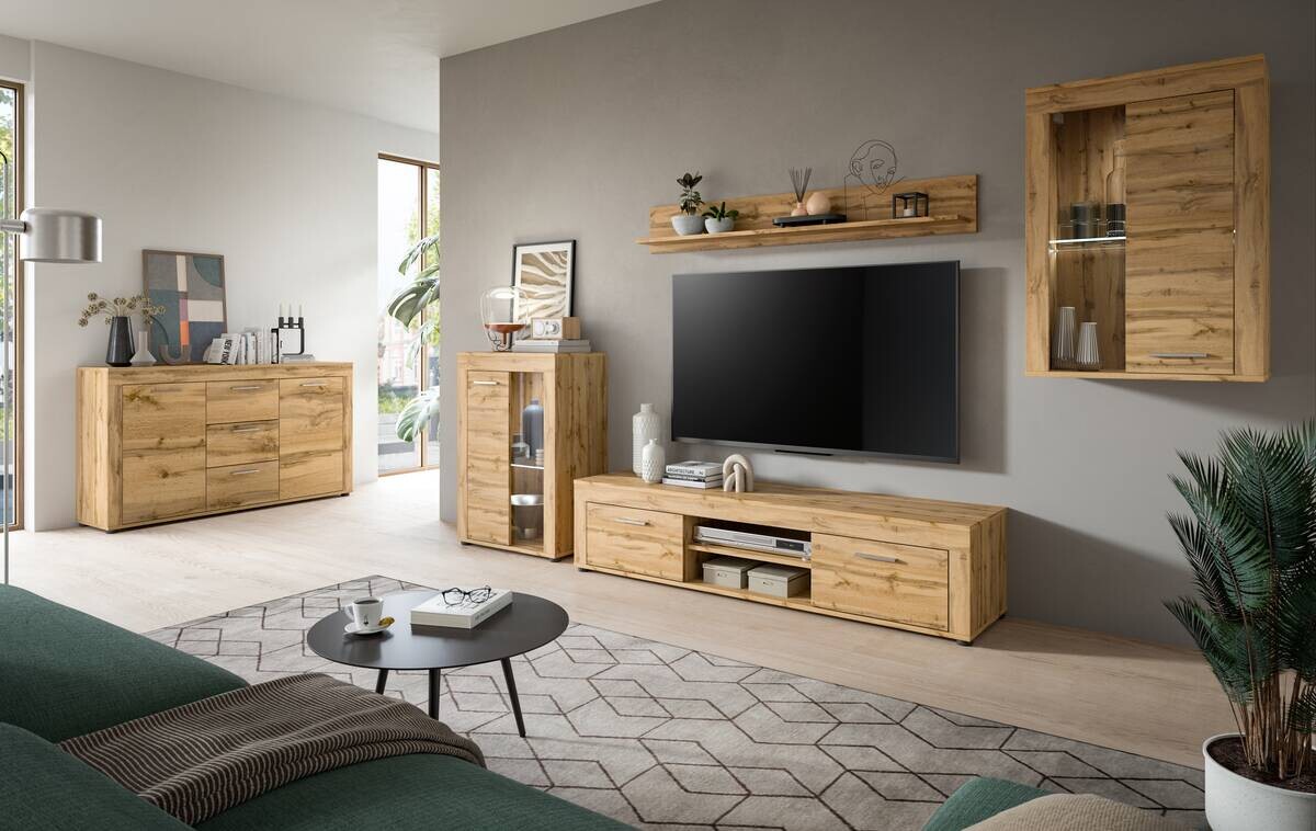 Wohnwand Jam Eiche Wotan Nachbildung B/H/T: ca. 310x169x35 cm