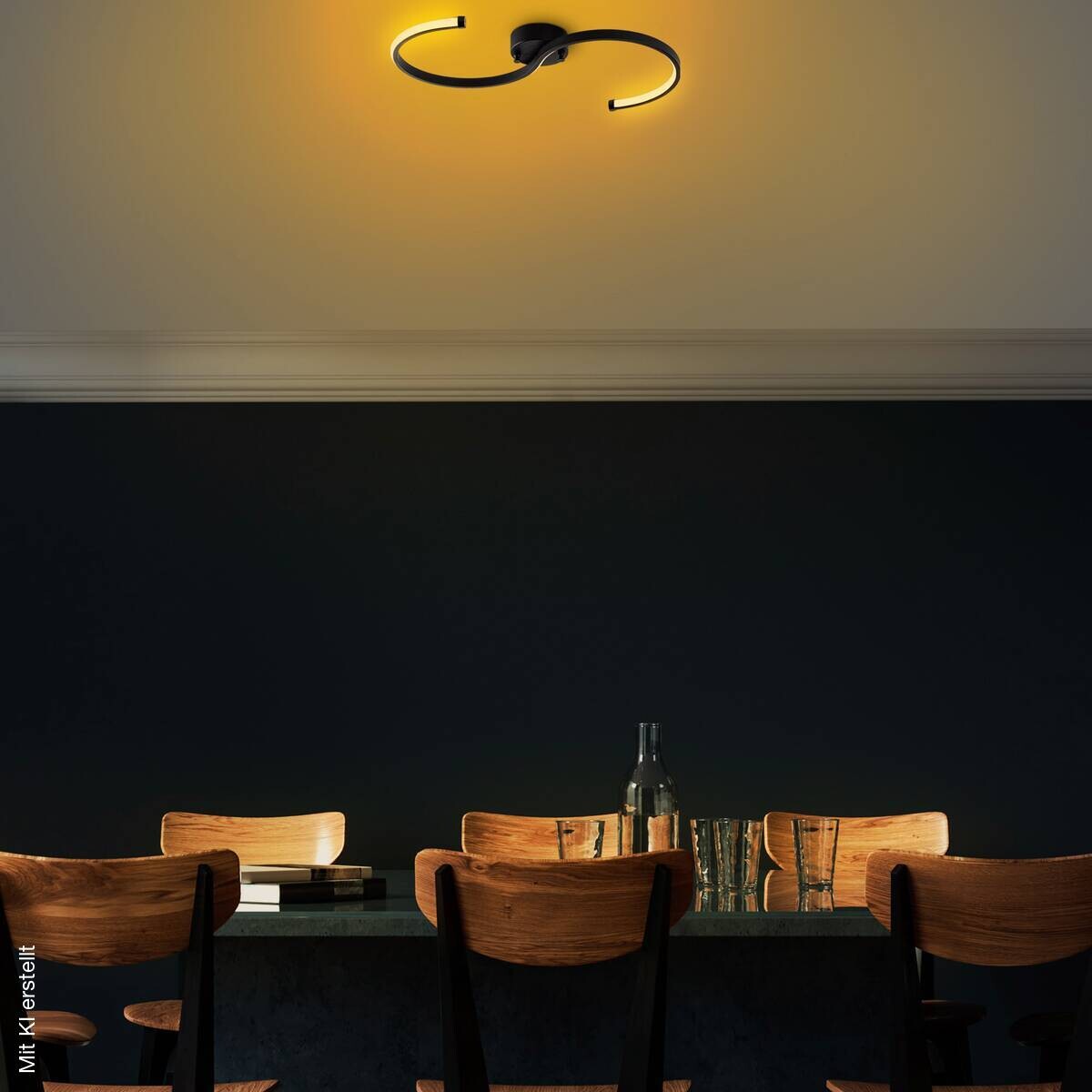 Opviq LED-Deckenleuchte schwarz B/H/T: ca. 25x51x5 cm