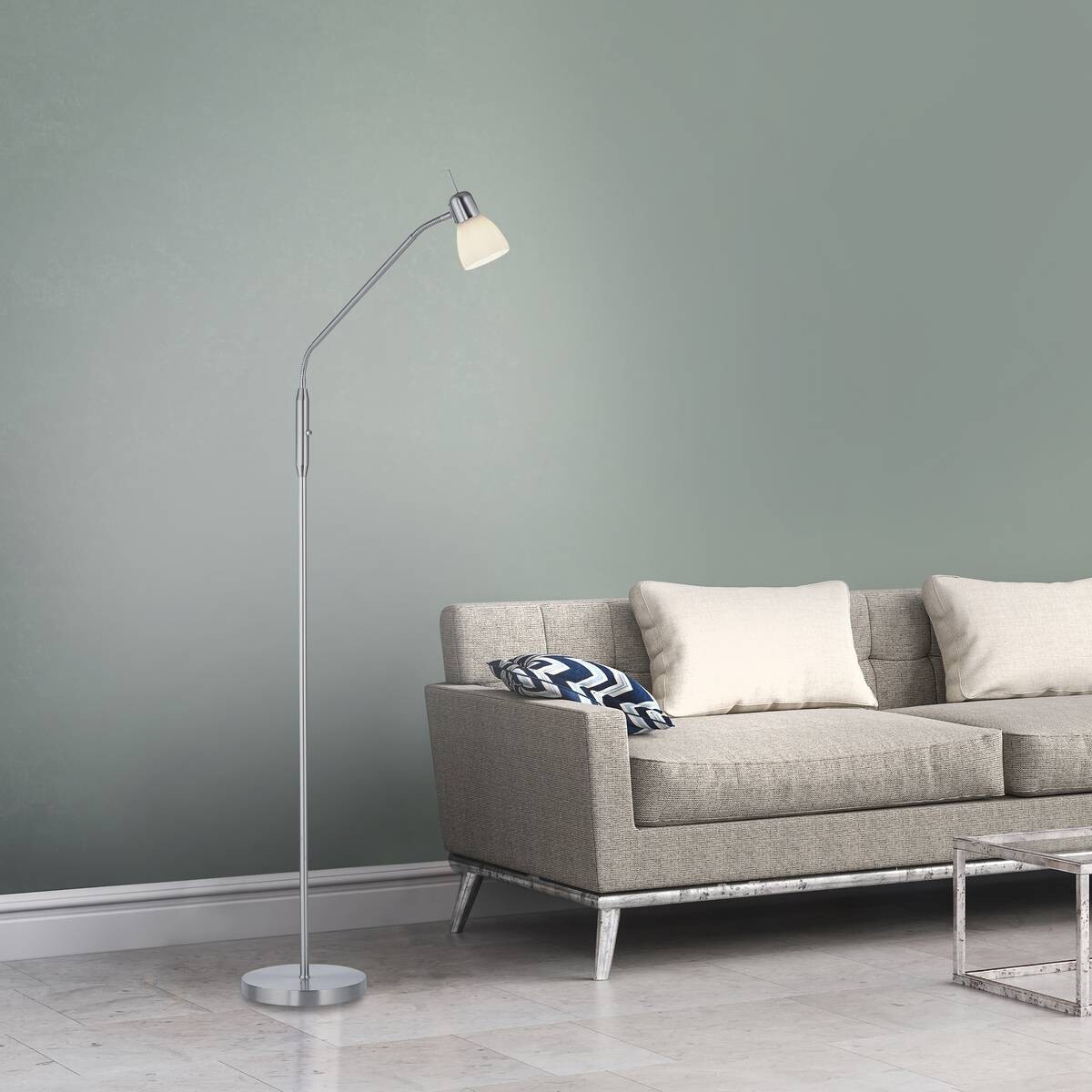 Just Light Stehleuchte Karo Stahl Aluminium Kunststoff Glas B/H/L: ca. 60x160x60 cm E14 1 Brennstellen