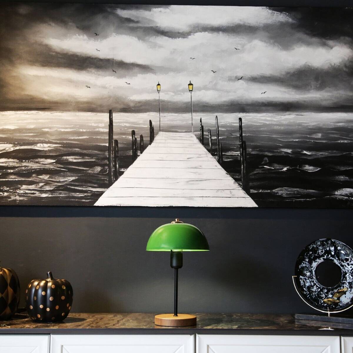 Opviq Tischleuchte grün Metall B/H/L: ca. 23x38x23 cm E27 1 Brennstellen