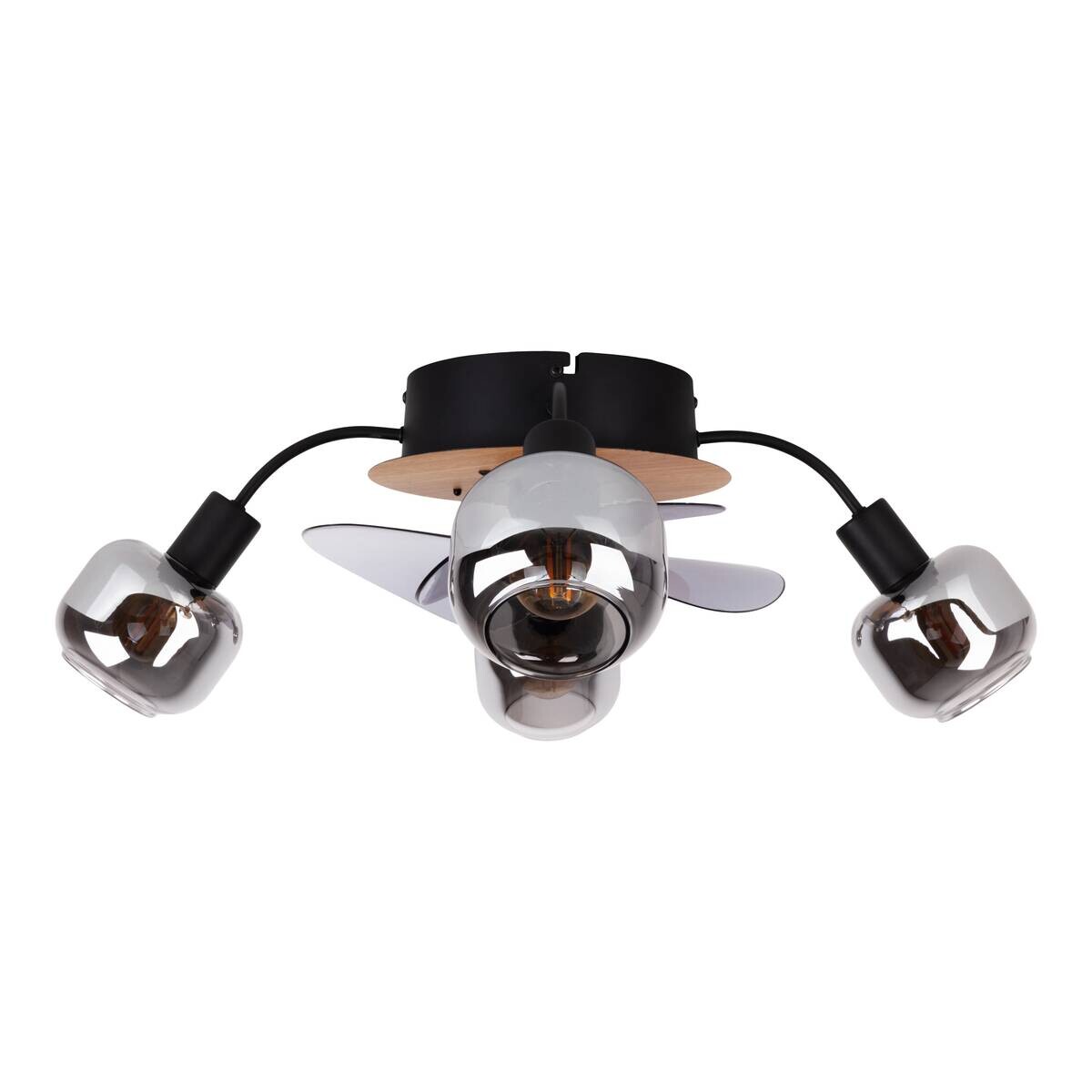Näve Leuchten Deckenventilator schwarz Metall Glas Kunststoff B/H/T/D: ca. 48x21x48x48 cm E14 4 Brennstellen