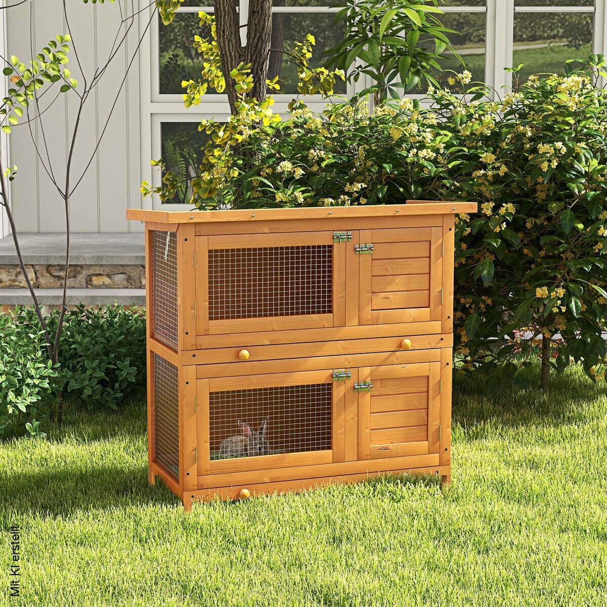 PawHut Kleintierstall grün Holz B/H/L: ca. 45x90x90 cm