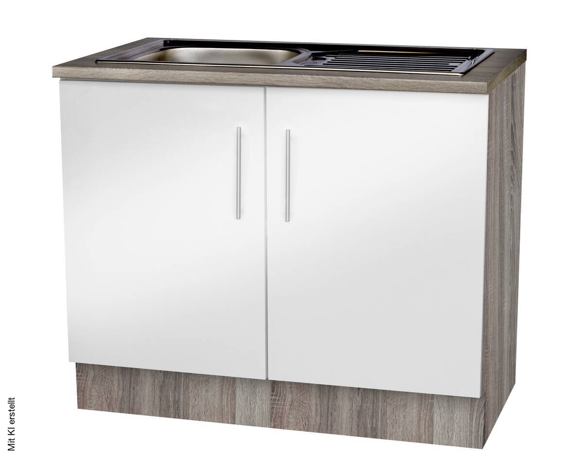 Spülenschrank weiß Hochglanz B/H/T: ca. 100x82x57 cm