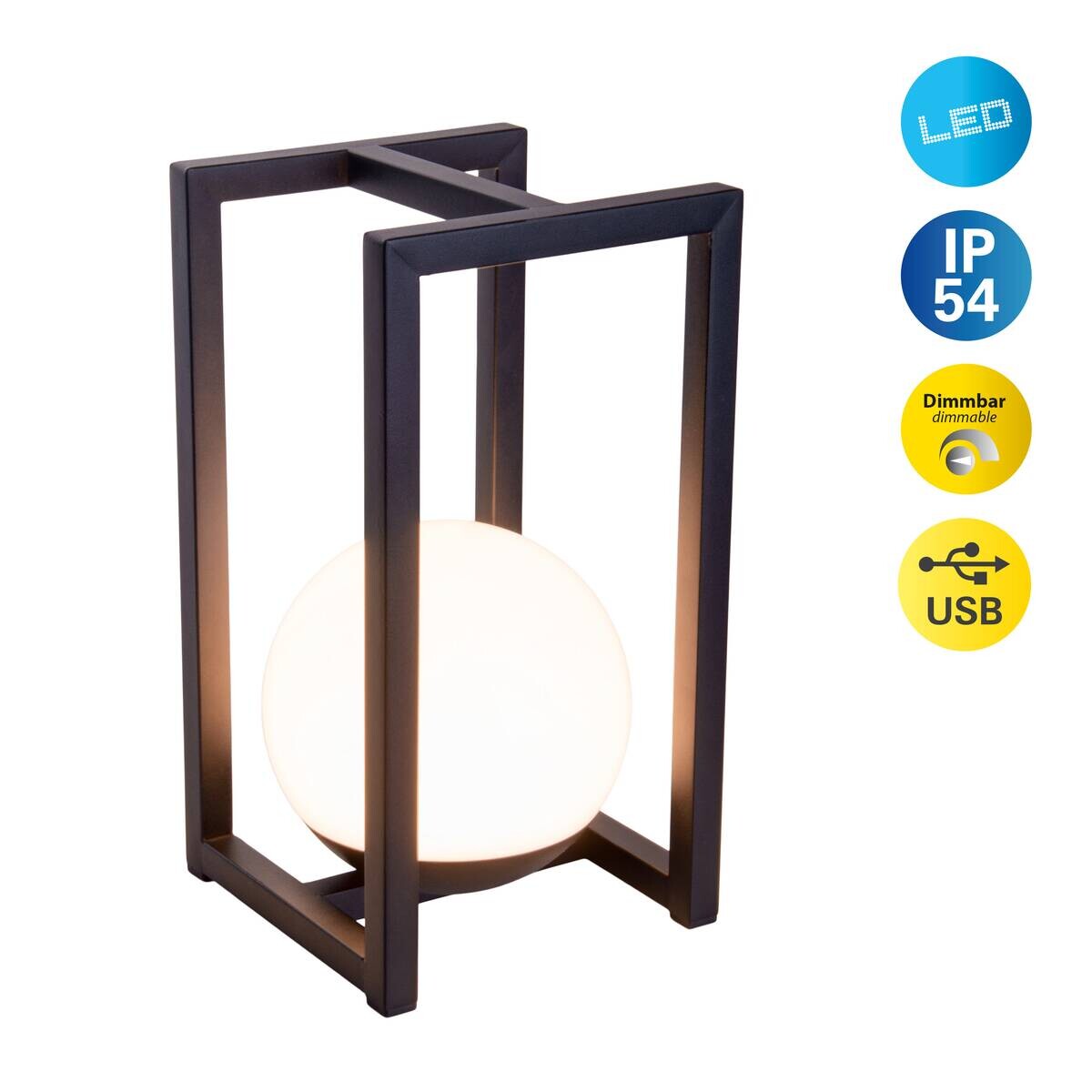 Dekoleuchte 5298122 schwarz weiß Metall Kunststoff B/H/T: ca. 16x30x16 cm