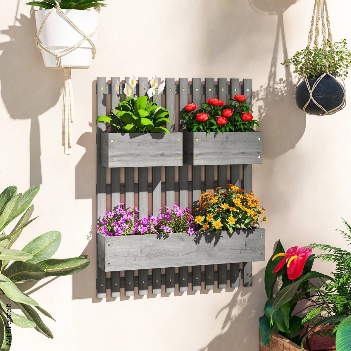Outsunny Hochbeet grau B/H/T/L: ca. 16x80x16x60 cm