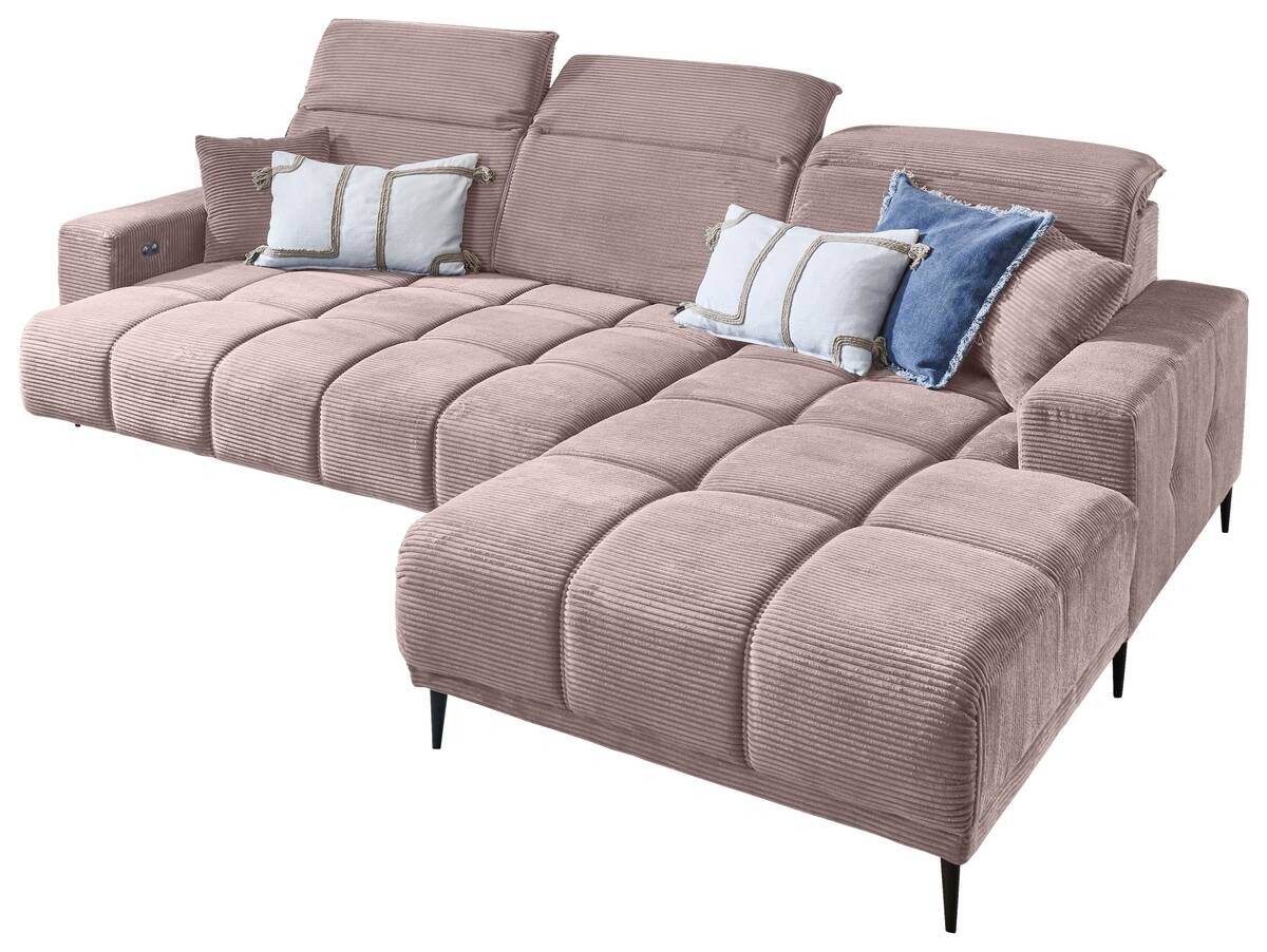 Ecksofa mit elektrischer Sitztiefenverstellung rosa Polyester B/H/T: ca. 286x107x115 cm