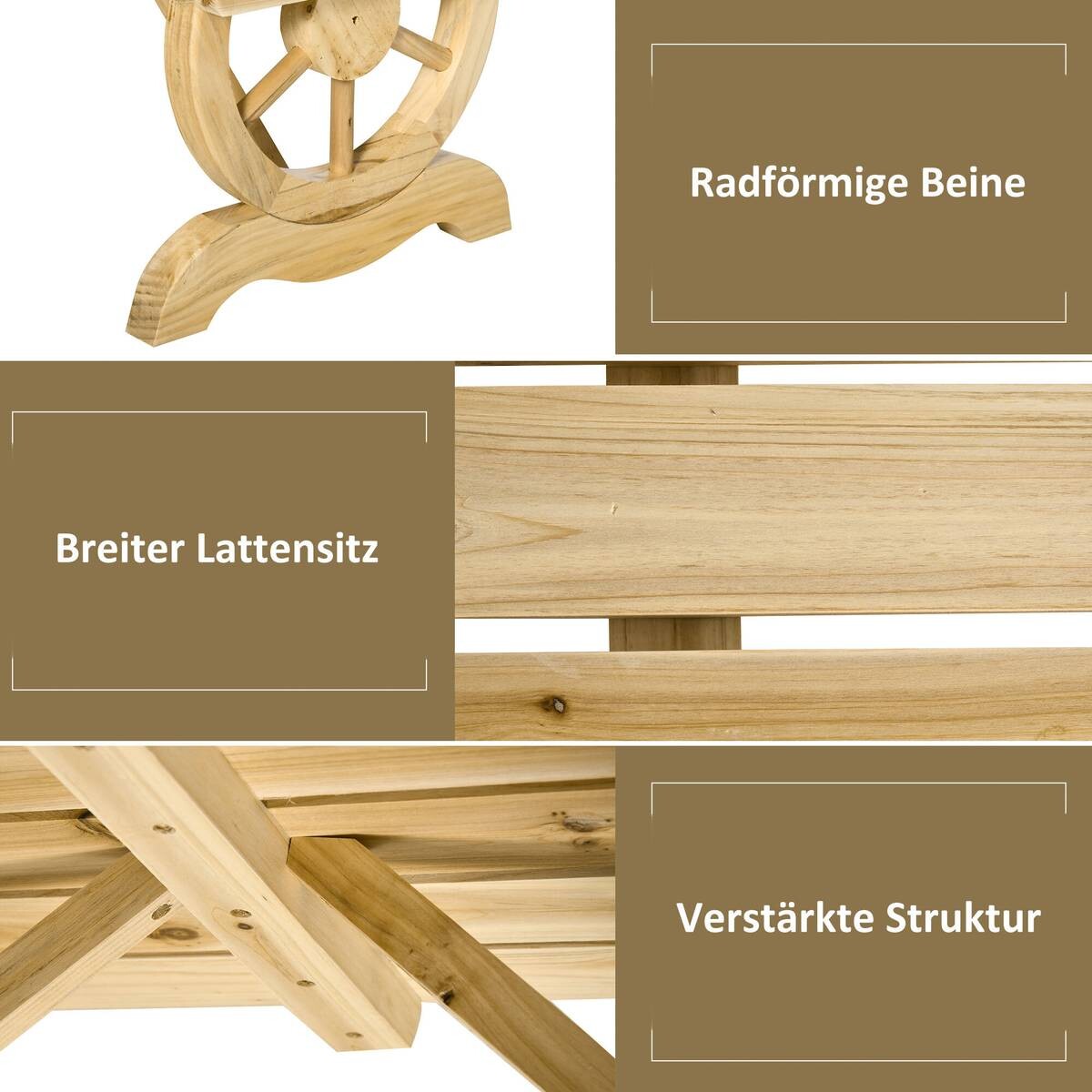 Outsunny Sitzbank natur Holz B/H/L: ca. 50x40x98 cm