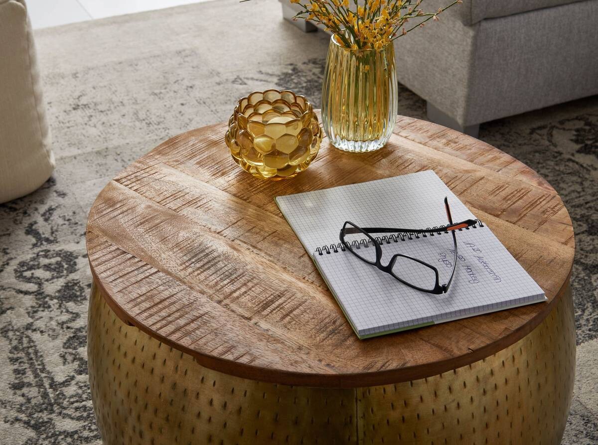 Wohnling Couchtisch gold braun B/H/T: ca. 60x40x60 cm