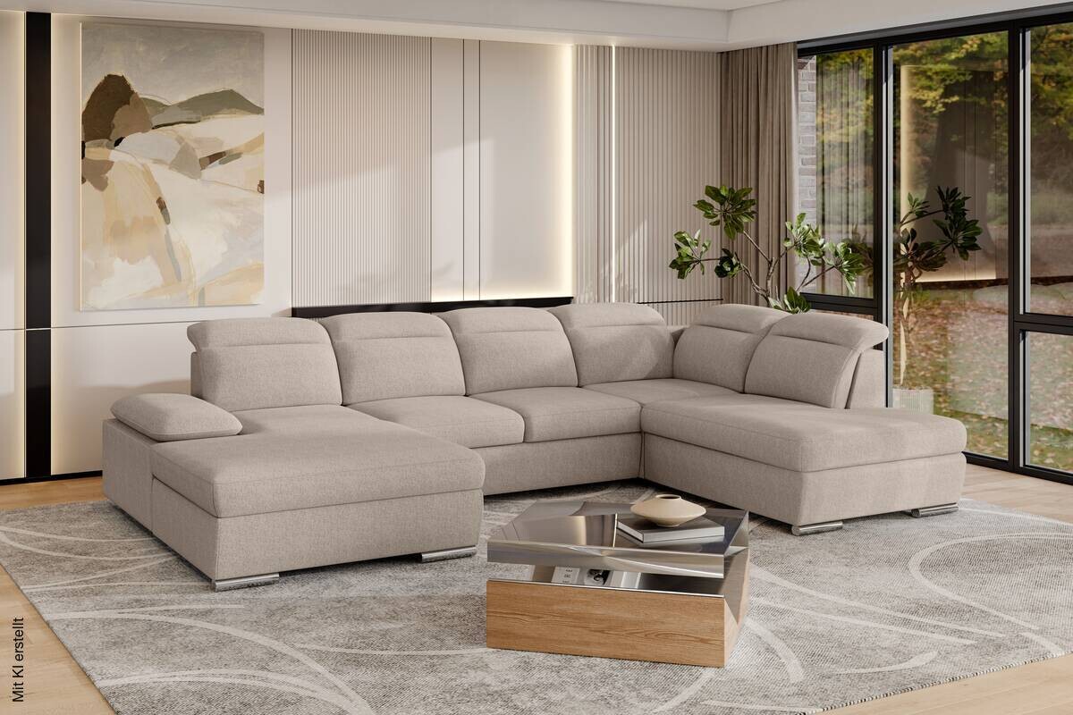 Wohnlandschaft braun Webstoff B/H/T: ca. 230x355x193 cm