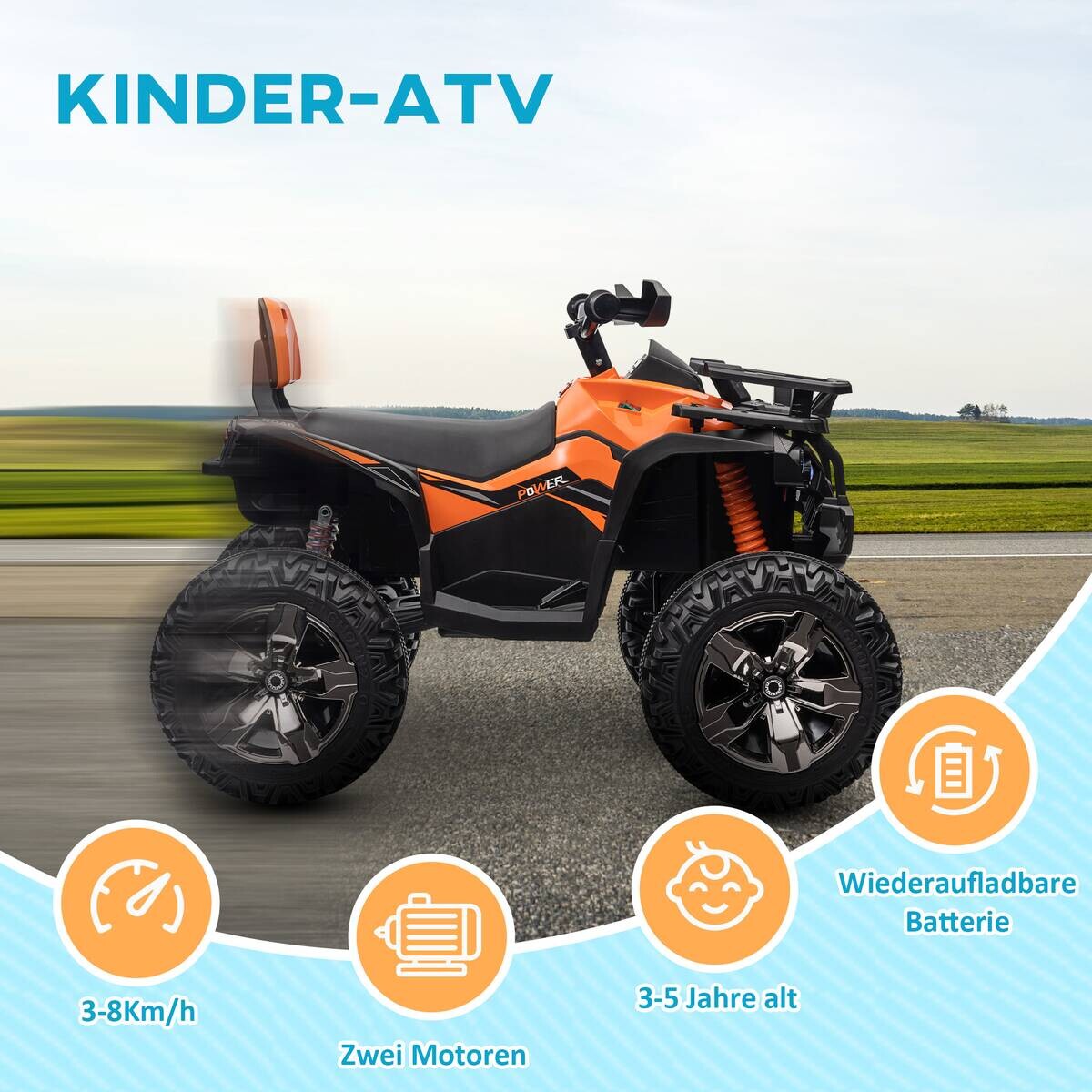 HOMCOM Kinder Elektrofahrzeug orange B/H/L: ca. 65x73x100 cm