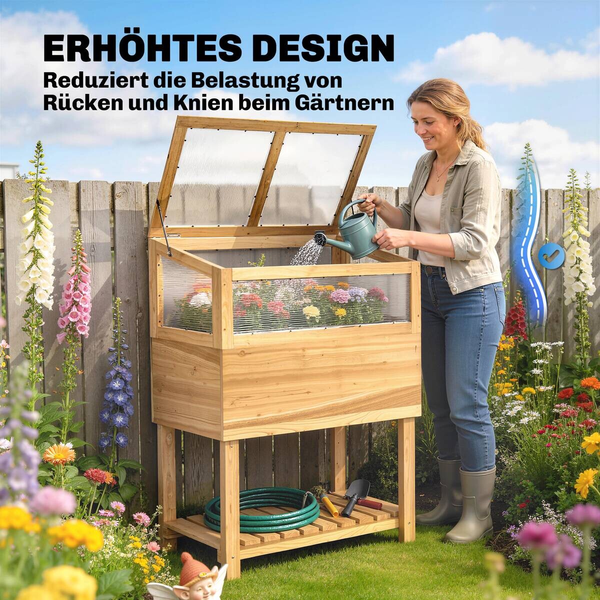 Outsunny Hochbeet mit Frühbeetaufsatz B/H/T/L: ca. 45x108,5x45x80 cm