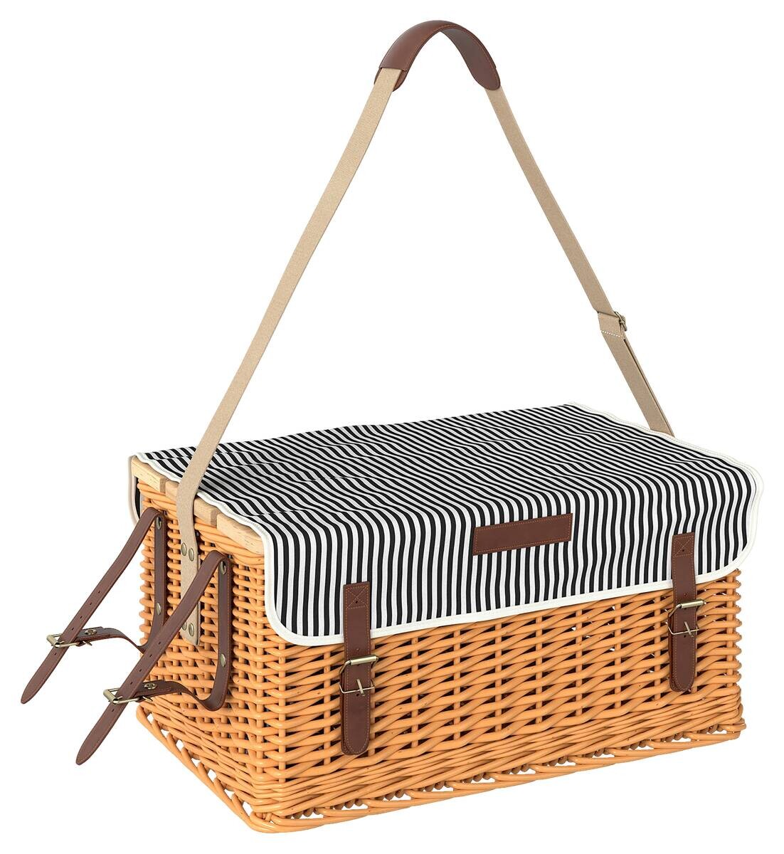Outsunny Picknickkorb braun Kiefer B/H/L: ca. 33x25x51 cm