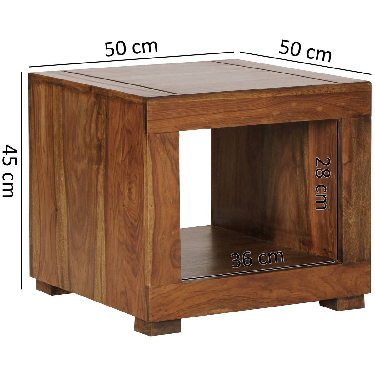 Wohnling Couchtisch natur Echtholz B/H/T: ca. 50x45x50 cm