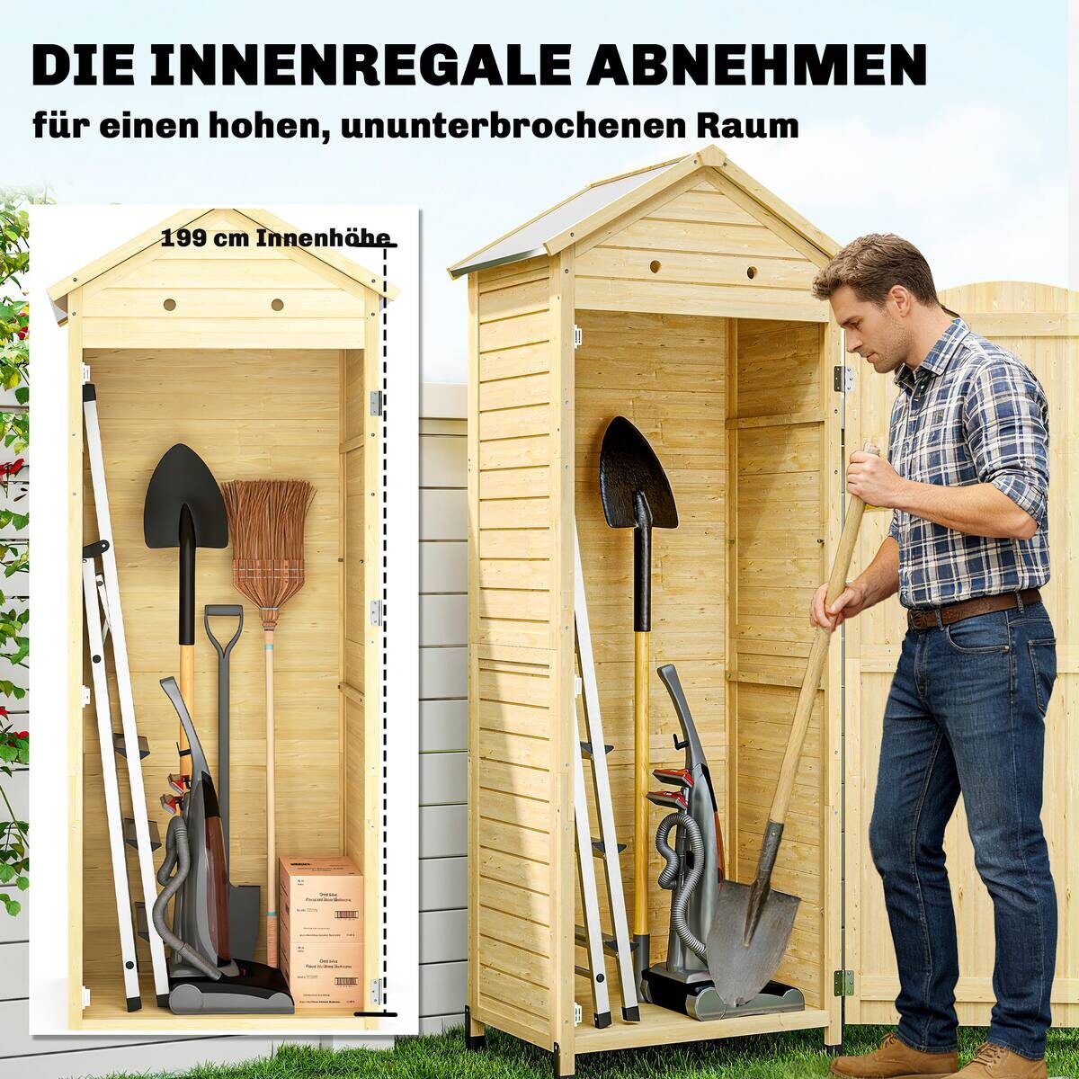 Outsunny Geräteschuppen B/H/T/L: ca. 58x213x58x85 cm