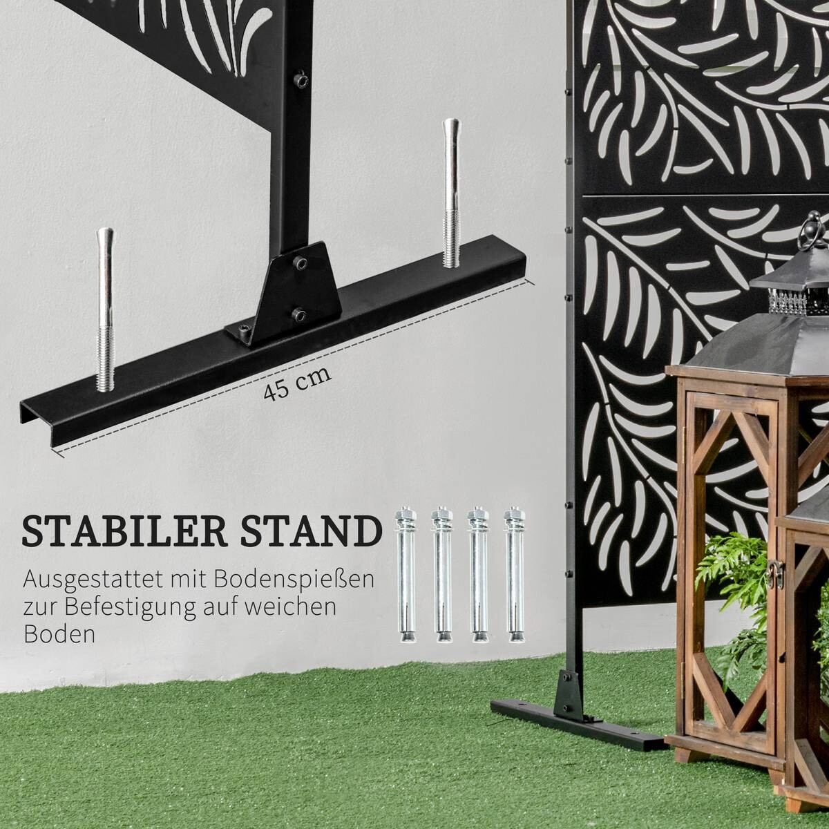 Outsunny Paravent mit Stahlrahmen
