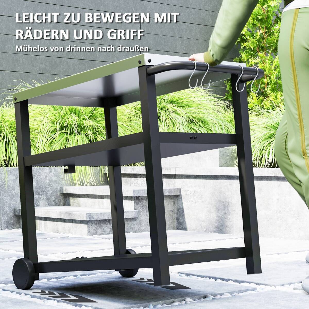 Outsunny Grillwagen Edelstahl B/H/L: ca. 50x81x102 cm