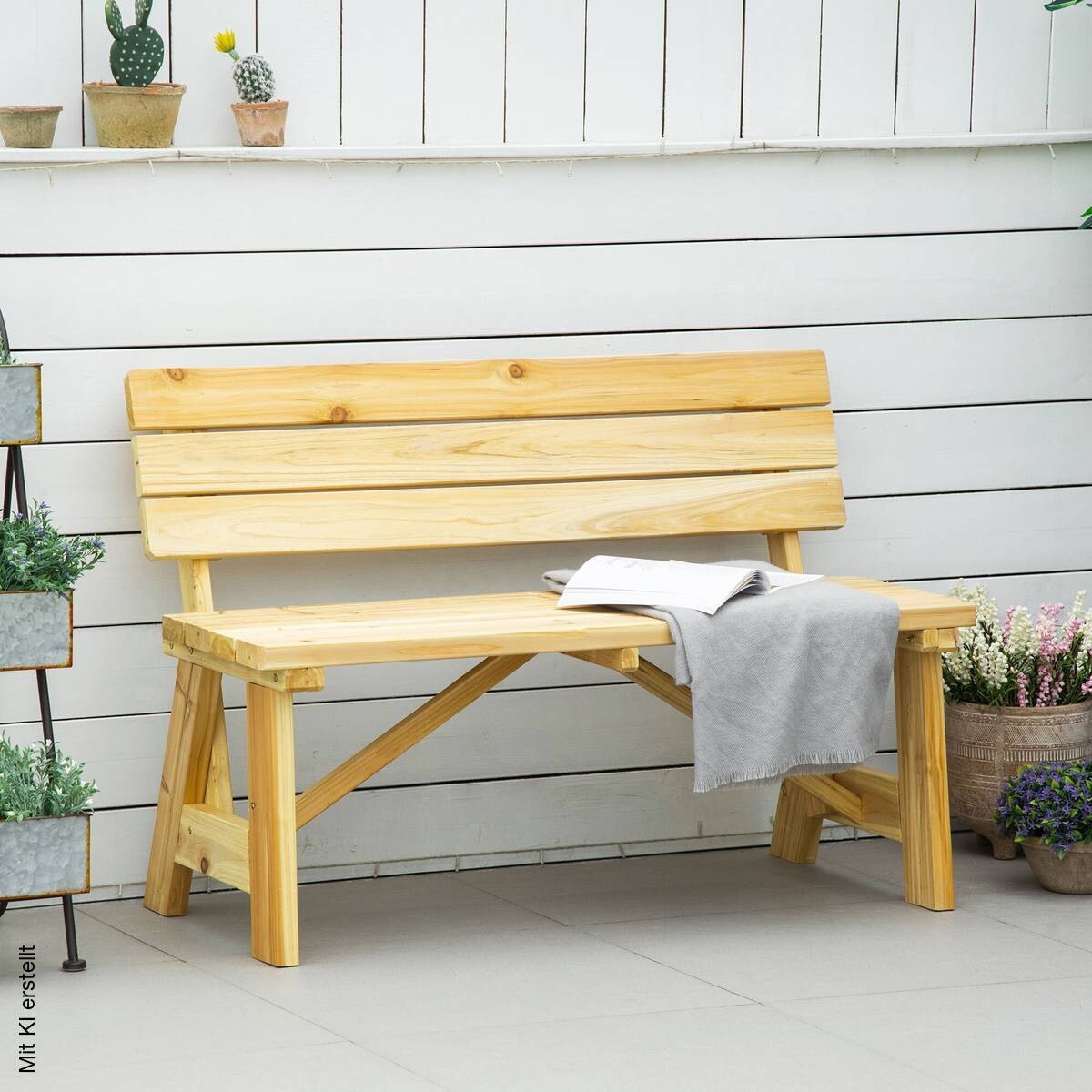 Outsunny Gartenbank natur Kiefer B/H/T: ca. 116x80x56 cm