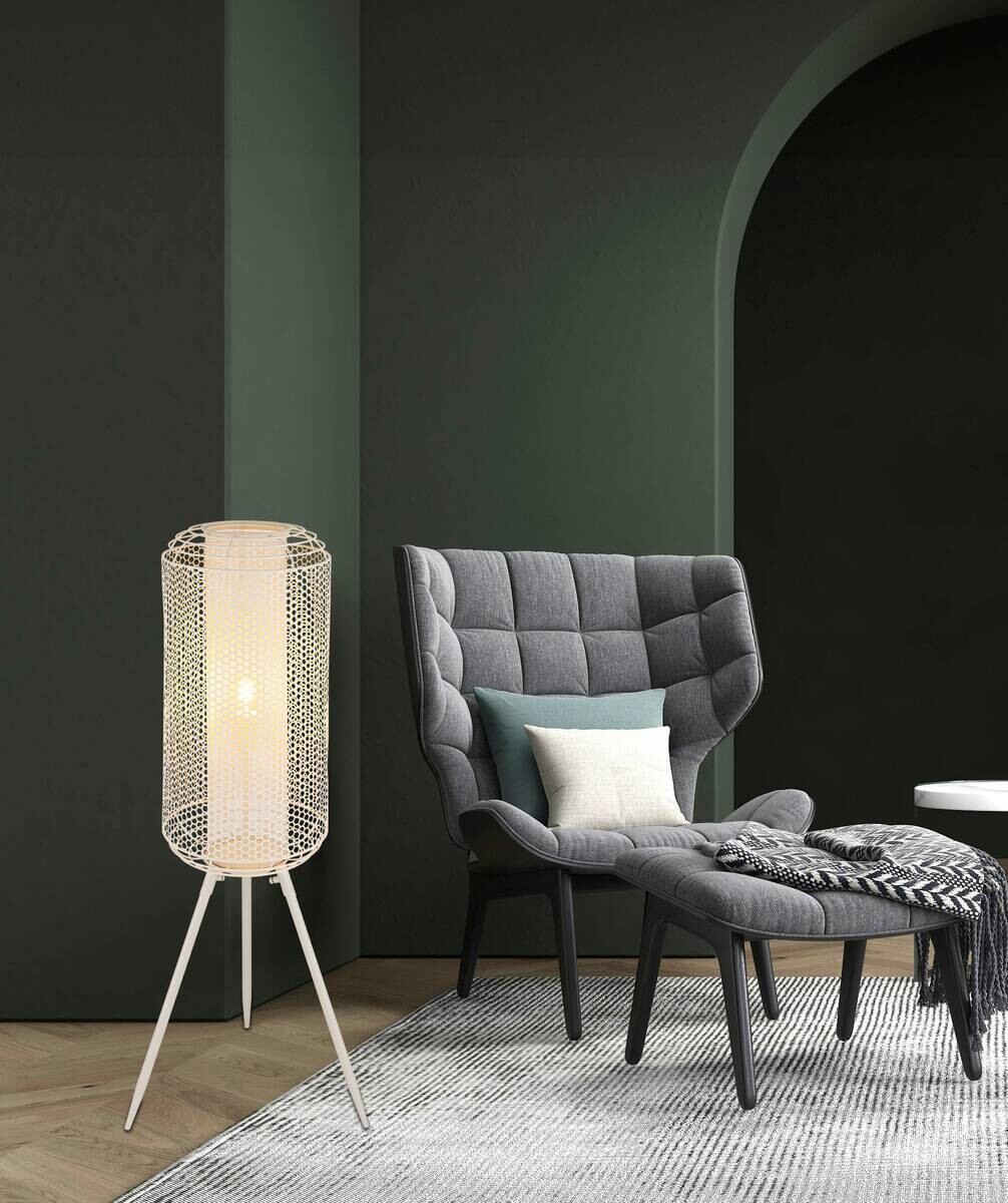 GLOBO Stehleuchte creme Metall H/D: ca. 110x30 cm E27 1 Brennstellen