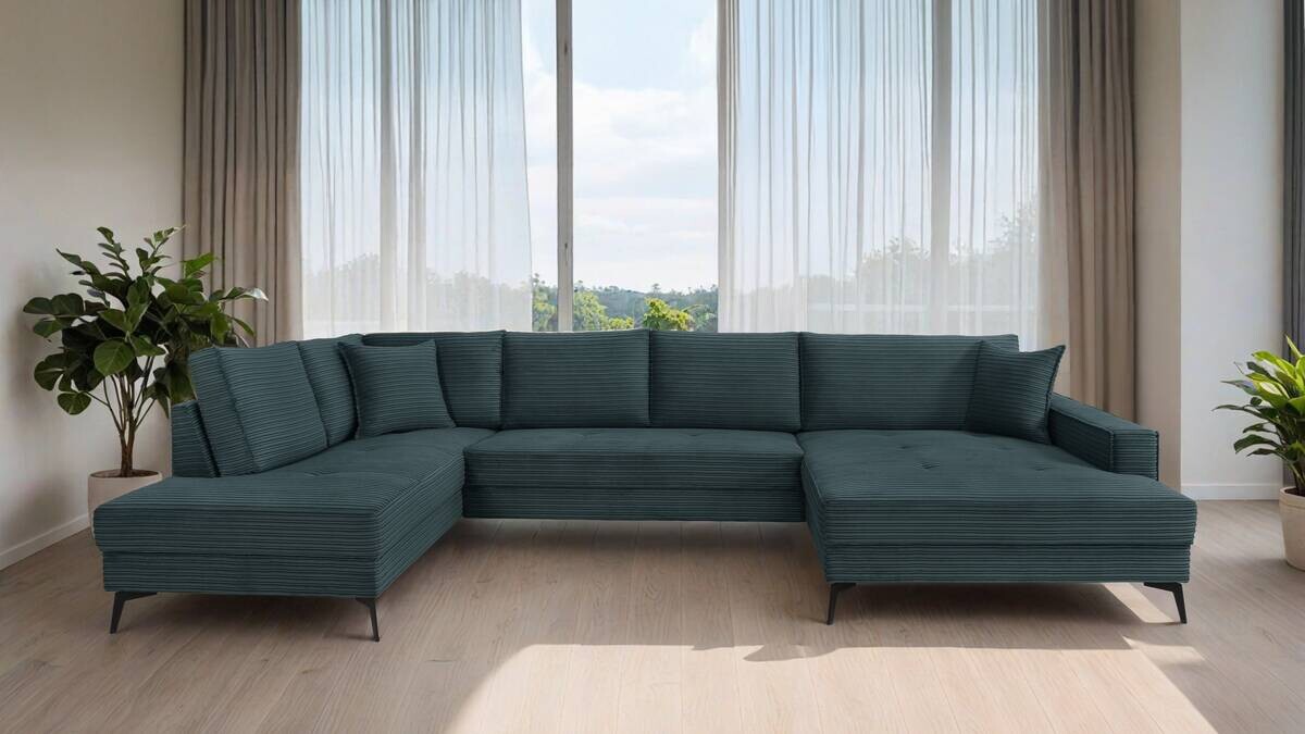 Wohnlandschaft Zero azur Microfaser B/H/T: ca. 362x86x195 cm