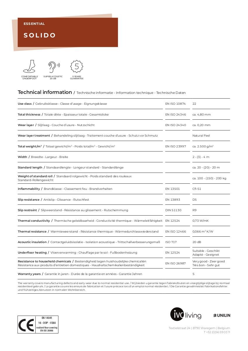 Vinylboden Solido braun Eiche B: ca. 300 cm pro m²