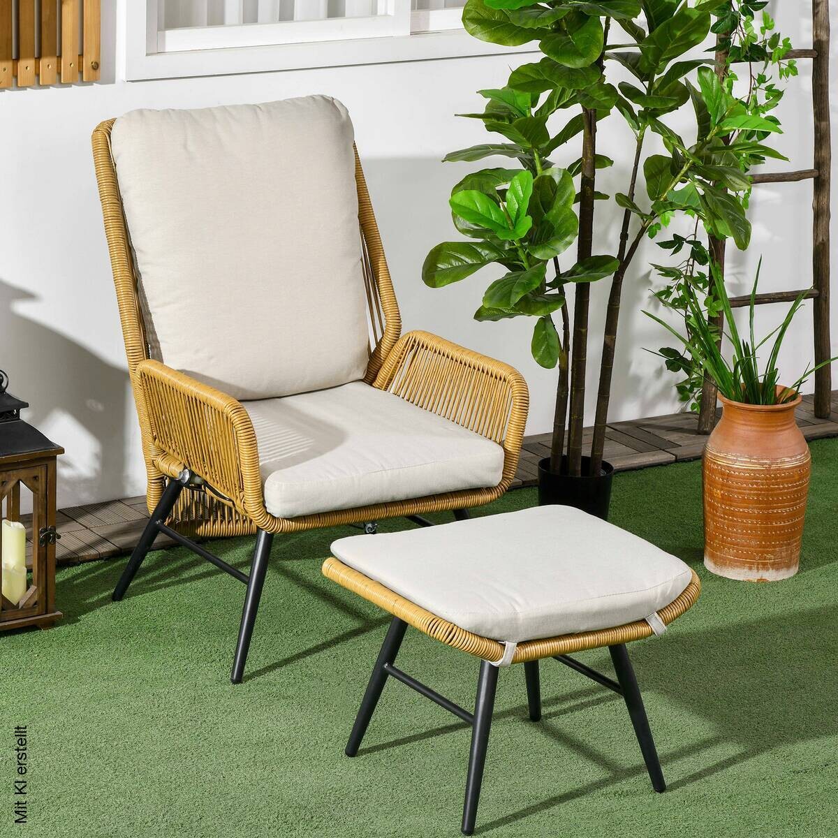 Outsunny Gartensessel natur Polyester B/H/L: ca. 83x94x67 cm