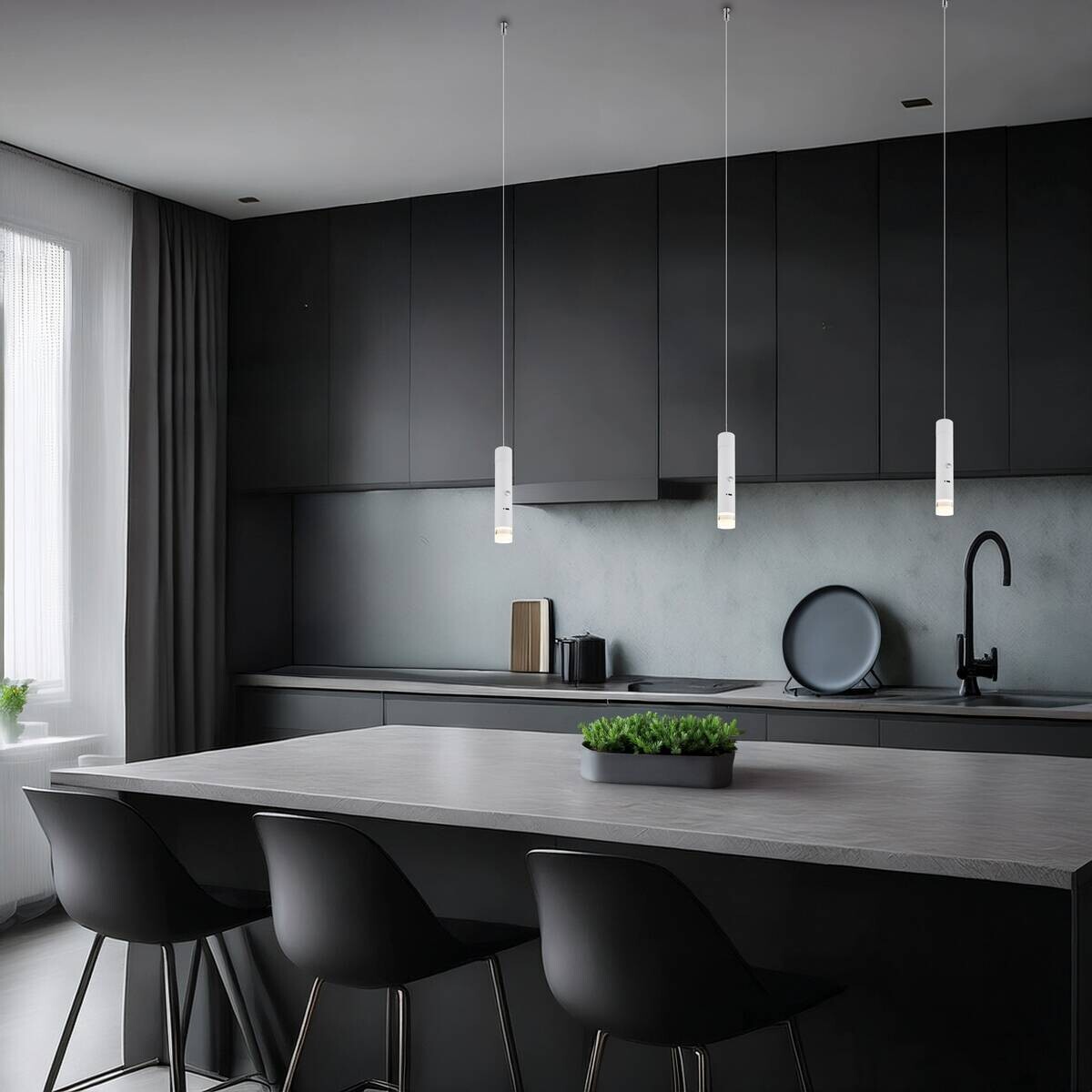 GLOBO LED-Hängeleuchte weiß klar Metall Acryl H/D: ca. 120x3,8 cm 1.0 Brennstellen