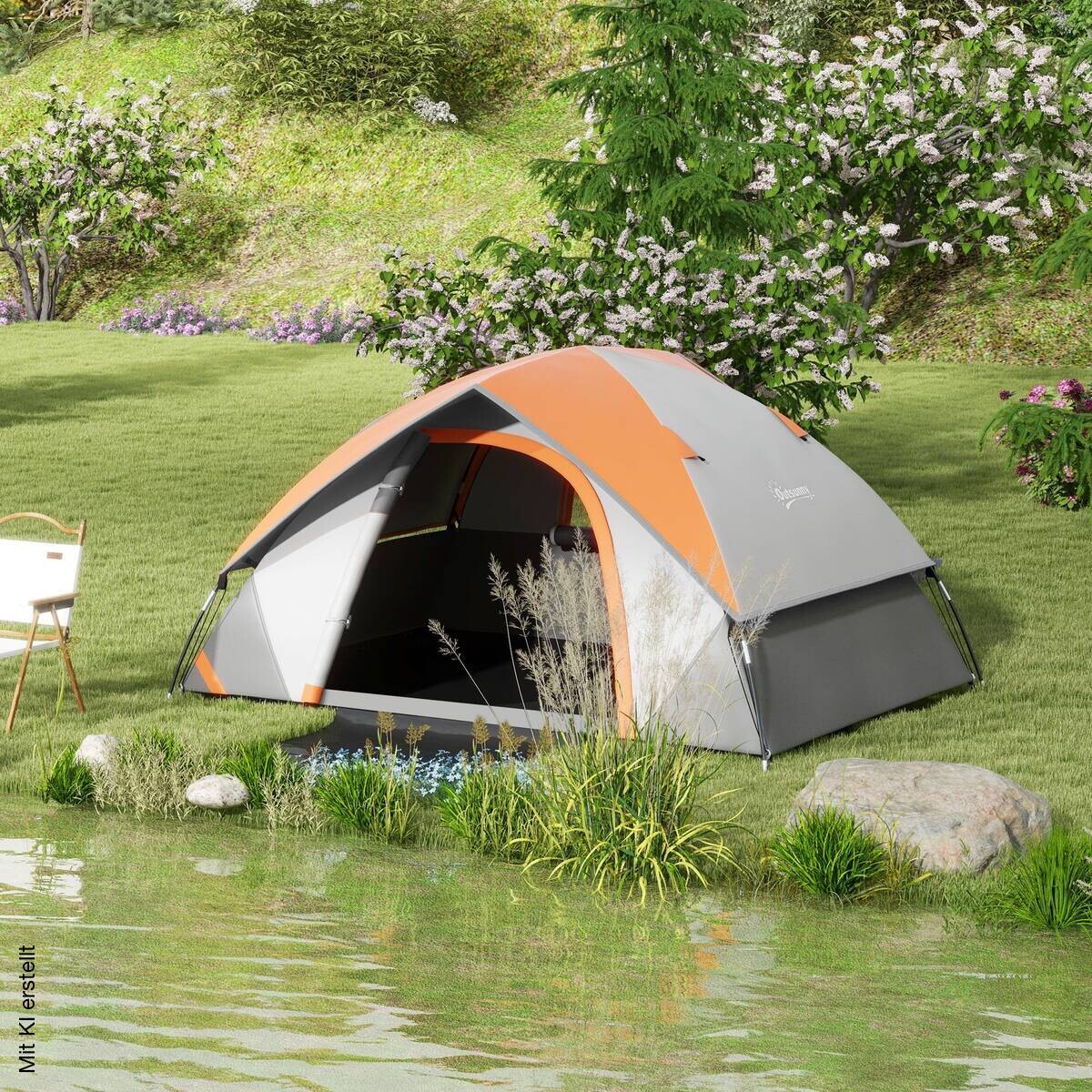Outsunny Campingzelt rot Polyester B/H/L: ca. 150x110x210 cm