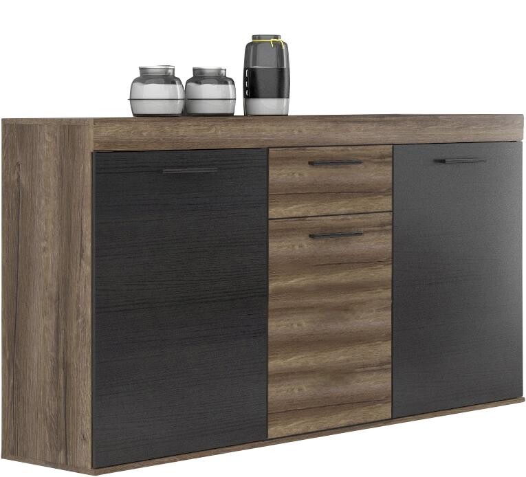 Sideboard Eiche Schlamm Nachbildung schwarz Eiche Nachbildung B/H/T: ca. 139,7x88,3x41,3 cm