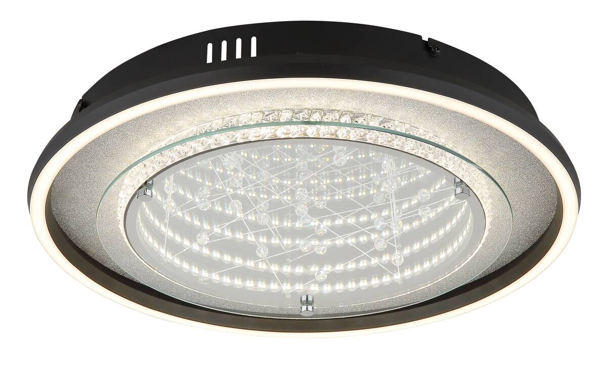 GLOBO Deckenleuchte silber klar schwarz Aluminium Glas Kunststoff H/D: ca. 6,8x40 cm 1 Brennstellen