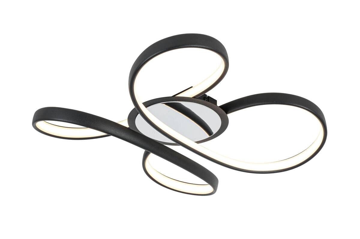 Nolo LED-Deckenleuchte Markus Chrom schwarz Kunststoff Metall B/H/L: ca. 48x12x48 cm 2 Brennstellen