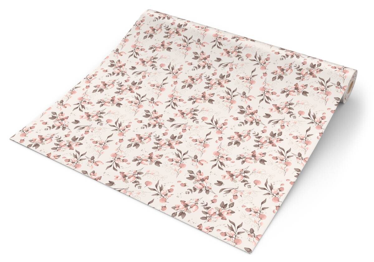 Vliestapete Blätter rosa braun B/L: ca. 53x1005 cm