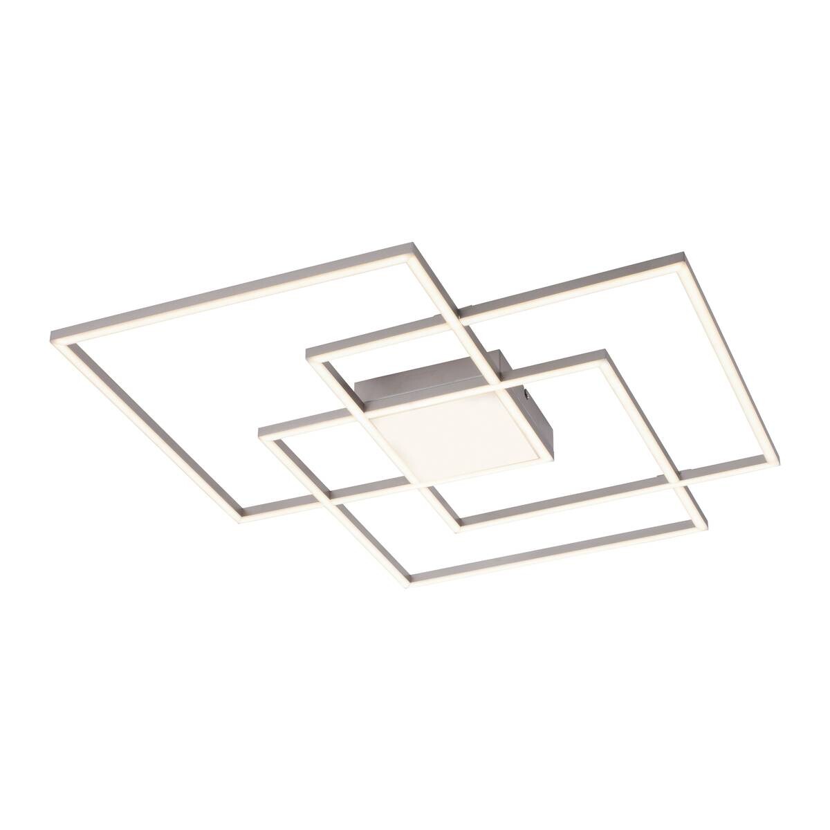 Just Light LED-Deckenleuchte AMIN 14713-55 stahlfarbig Edelstahl Kunststoff Aluminium B/H/T: ca. 75x6x75 cm 4 Brennstellen