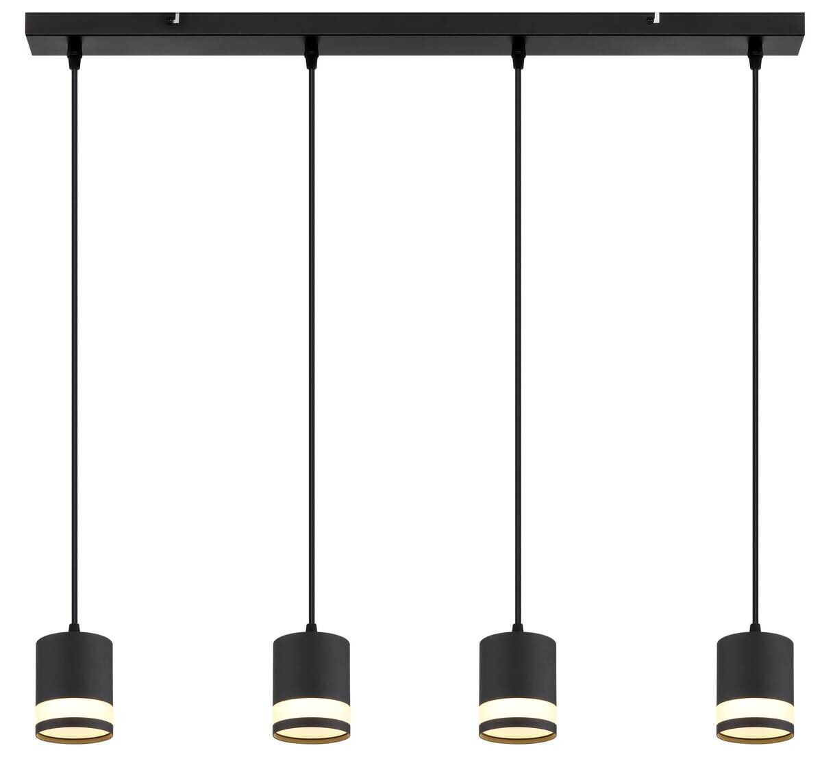 GLOBO Hängeleuchte Opal schwarz Kunststoff Metall B/H/L: ca. 8,2x120x80 cm 4 Brennstellen