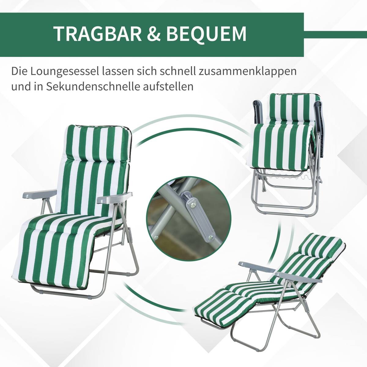 Outsunny Gartenliege weiß Stahl B/H/L: ca. 75x102x60 cm