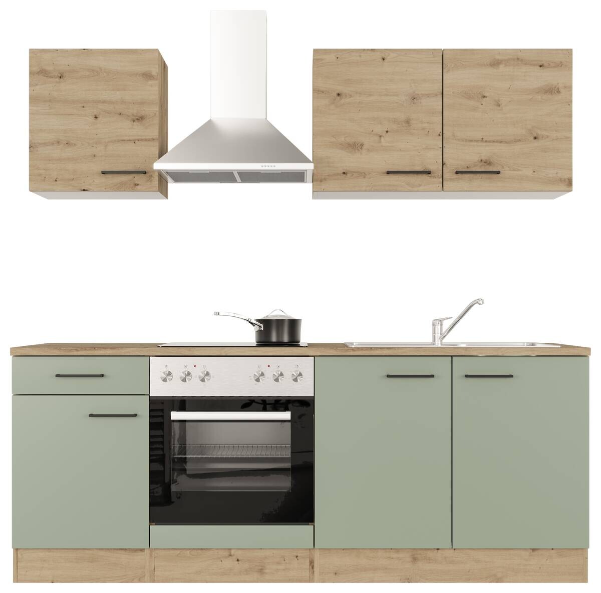 Küchenblock Cara grün matt B/H/T: ca. 210x200x60 cm