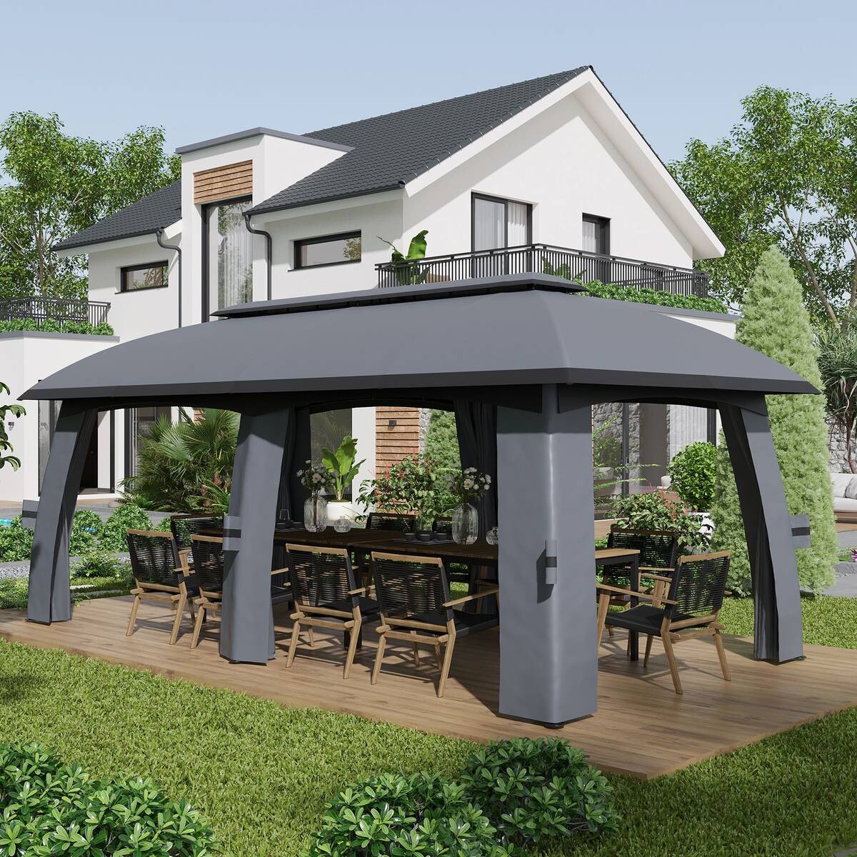 Outsunny Pavillon dunkelgrau Nylon B/H/L: ca. 600x278x300 cm