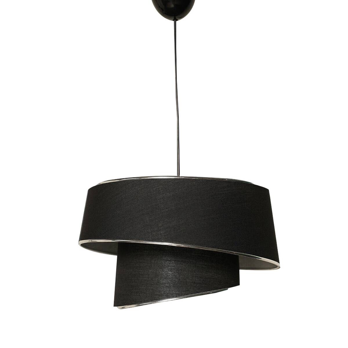 Opviq Pendelleuchte Barette silber schwarz Metall Stoff B/H/L: ca. 32x70x32 cm E27 1 Brennstellen