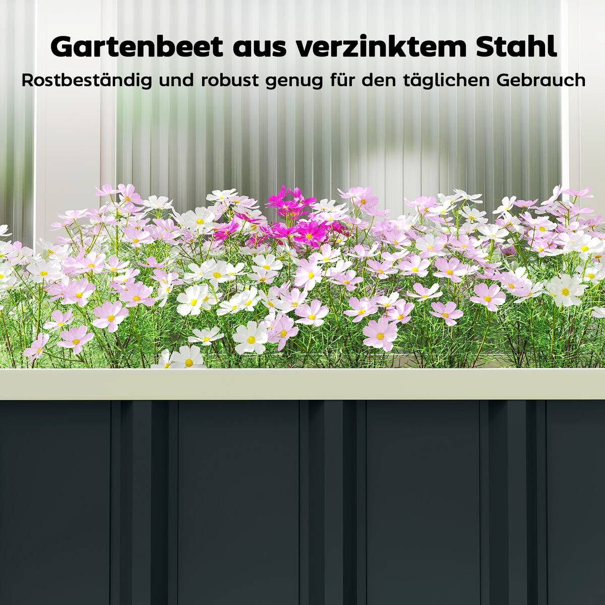 Outsunny Hochbeet dunkelgrau B/H/T/L: ca. 52x31x52x136 cm